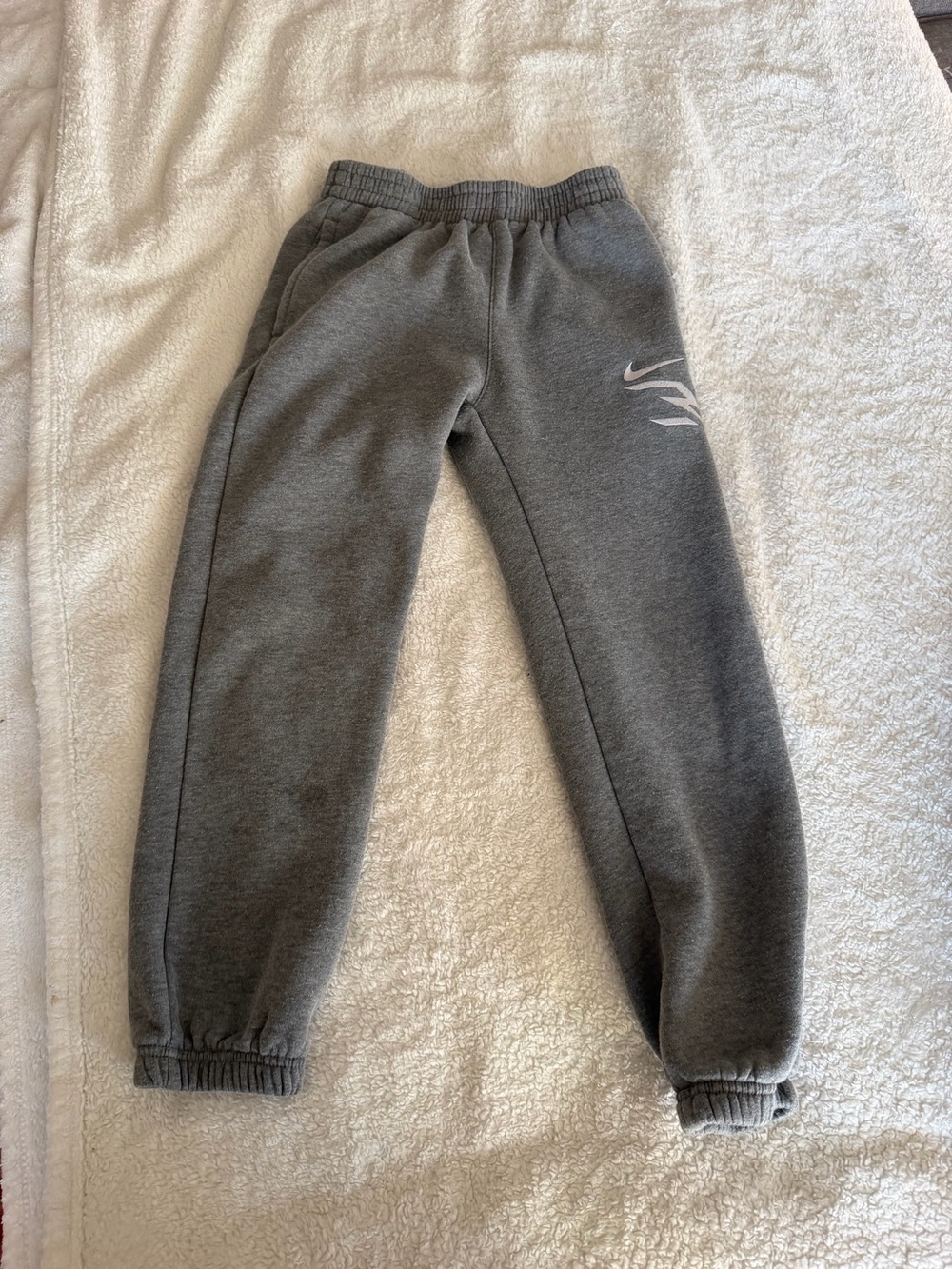 Nike Gray Kids' Fleece Joggers with White Swoosh